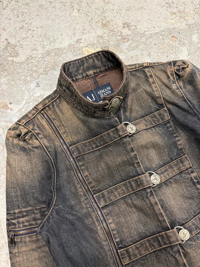 2000s Armani Samurai Faded Denim Jacket qVEQXfv 2