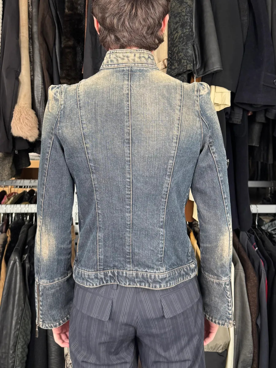 2000s Armani Samurai Faded Denim Jacket ocNaIVf 2