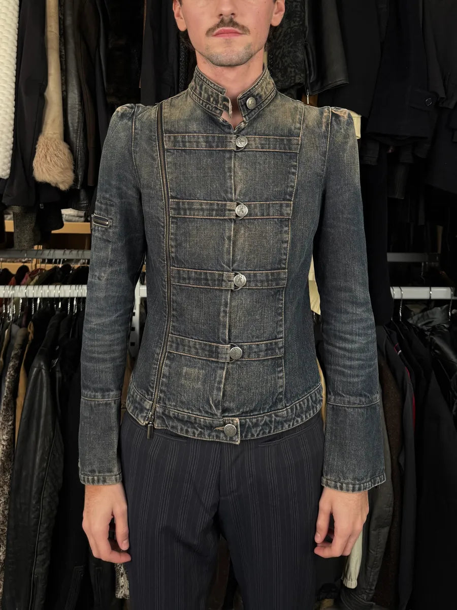 2000s Armani Samurai Faded Denim Jacket ocNaIVf 1