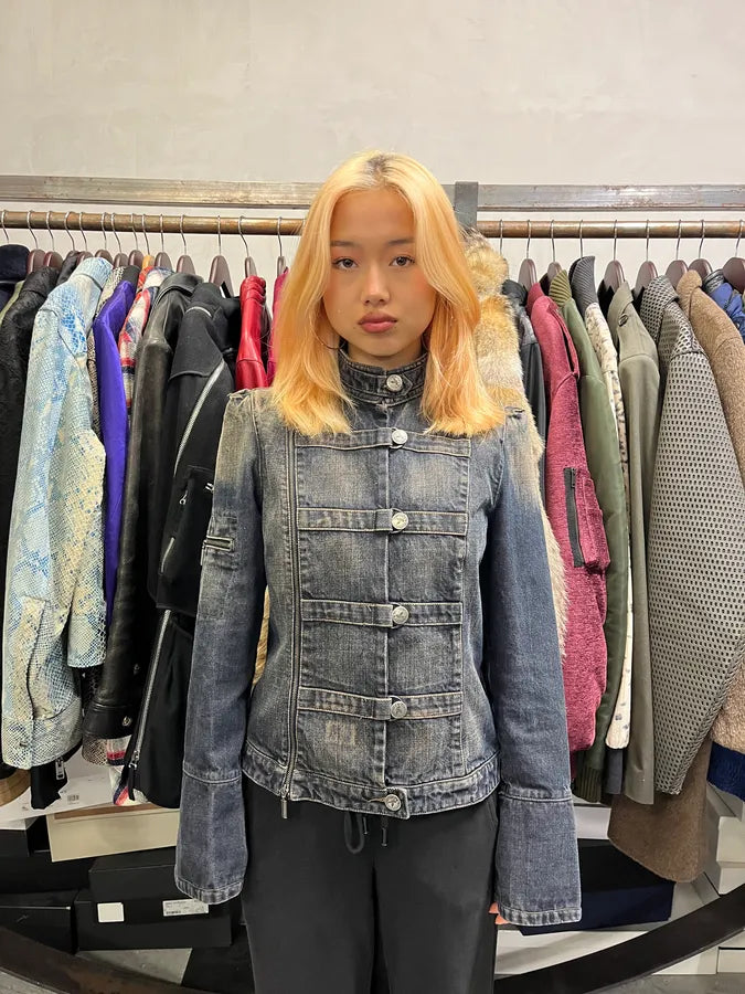2000s Armani Samurai Faded Denim Jacket oiPfosh 1