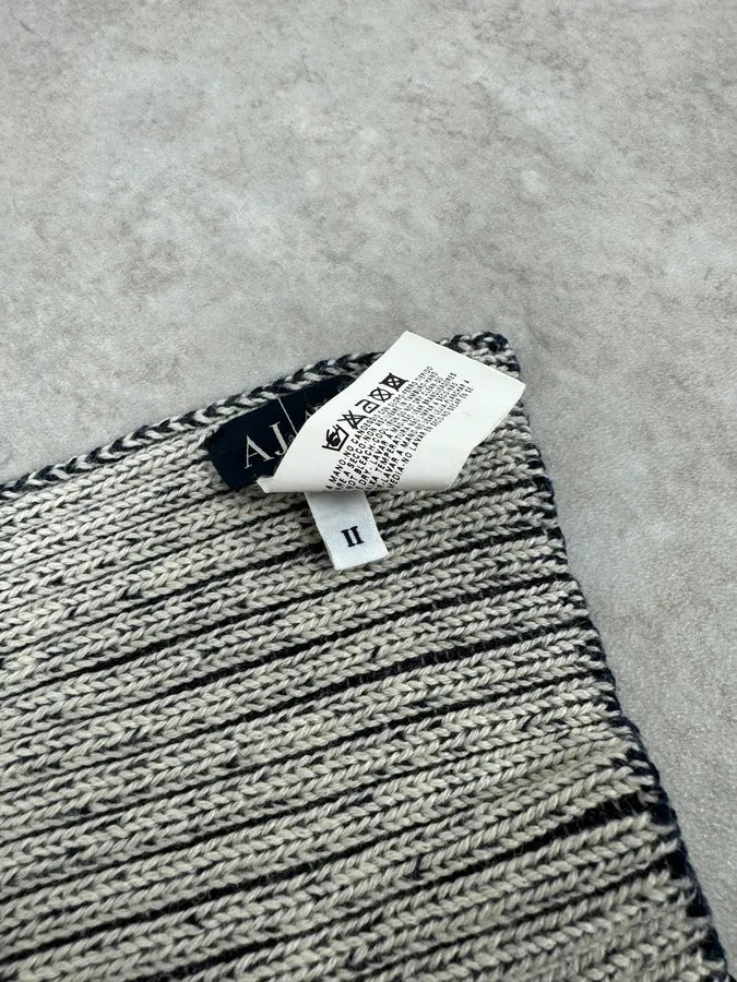 2000s Armani Scarf & Beanie White Painted Effect Set zgKJQqn 10