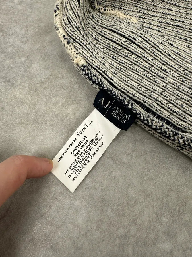 2000s Armani Scarf & Beanie White Painted Effect Set zgKJQqn 7
