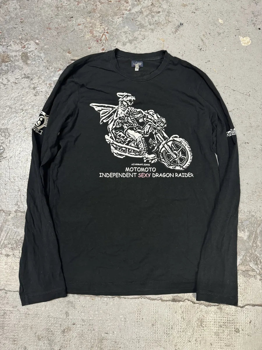 2000s Armani Sexy Dragon Raider Black Longsleeves pNyqhEk 0