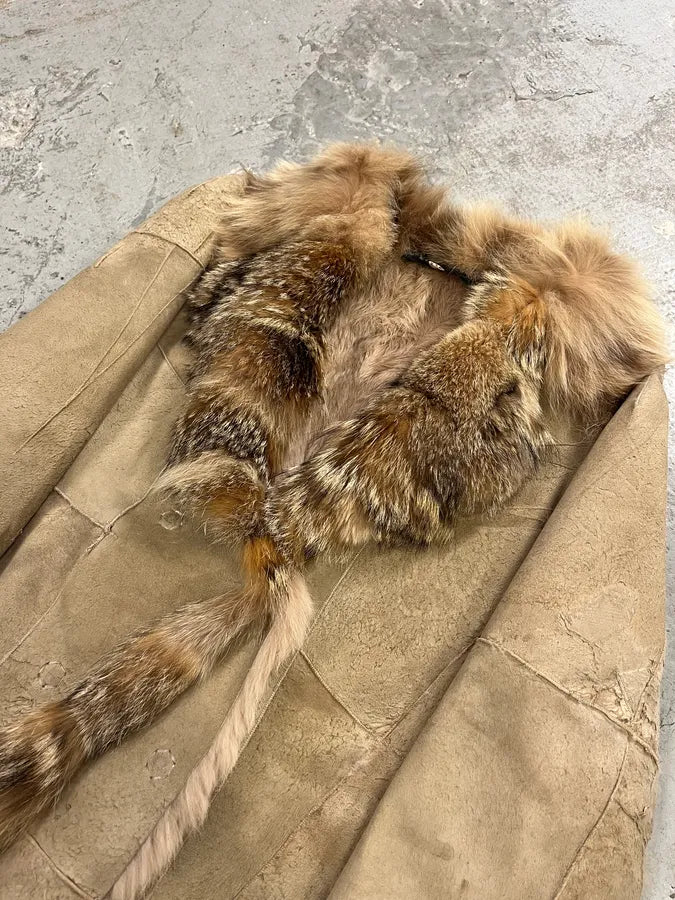 2000s Armani Shearling Fur Beige Jacket DTmnRDU 1