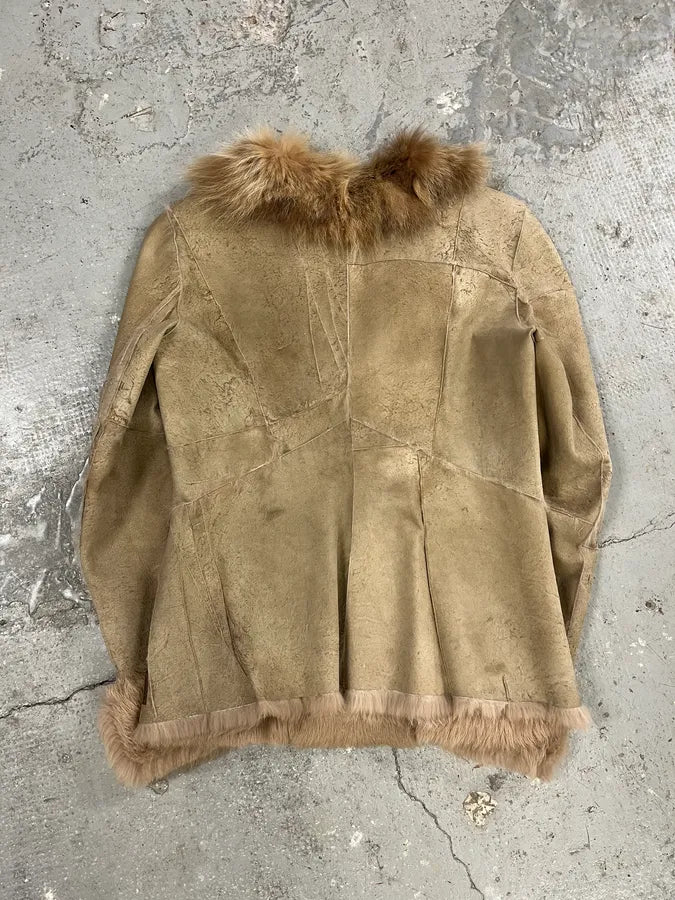 2000s Armani Shearling Fur Beige Jacket DTmnRDU 2