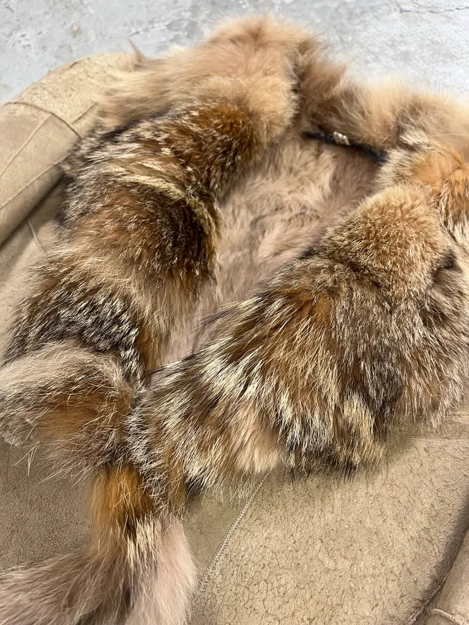 2000s Armani Shearling Fur Beige Jacket DTmnRDU 3