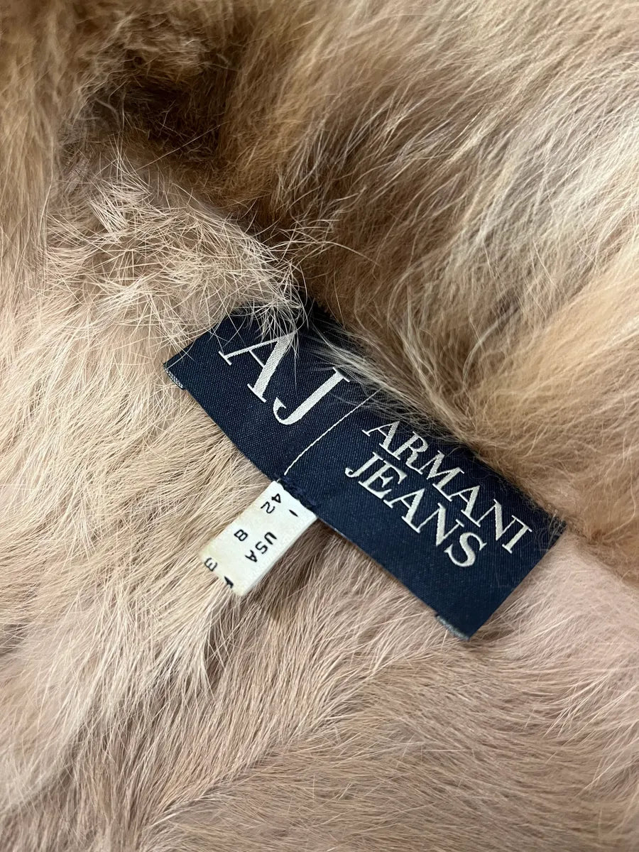 2000s Armani Shearling Fur Beige Jacket DTmnRDU 6