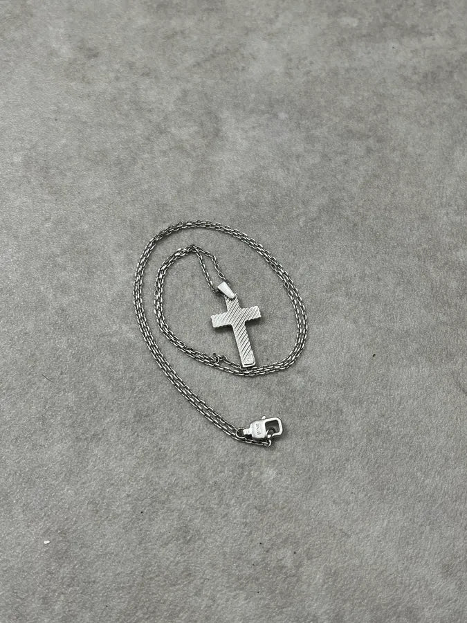 2000s Armani Silver Cross Necklace ulkSwIU 3