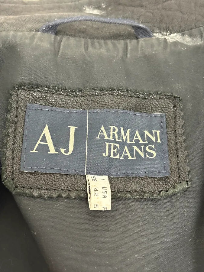 2000s Armani Spy Black Leather Jacket MyKwpeE 10