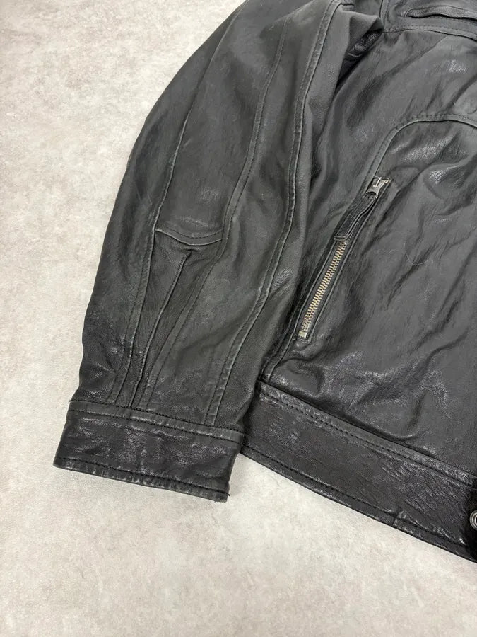 2000s Armani Spy Black Leather Jacket MyKwpeE 8
