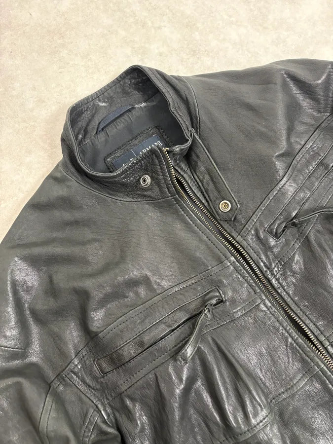2000s Armani Spy Black Leather Jacket MyKwpeE 4
