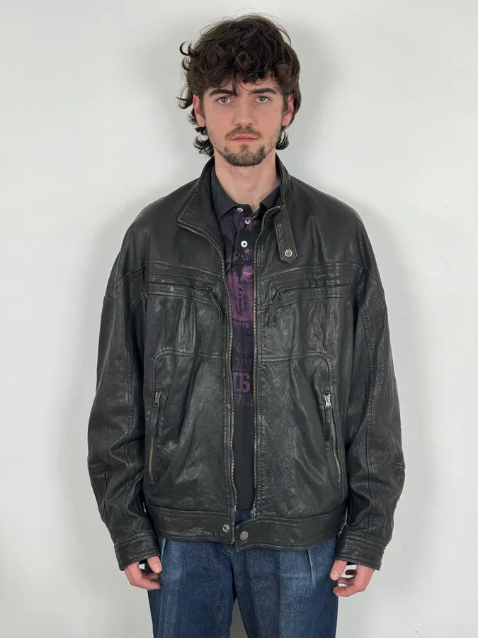 2000s Armani Spy Black Leather Jacket MyKwpeE 1