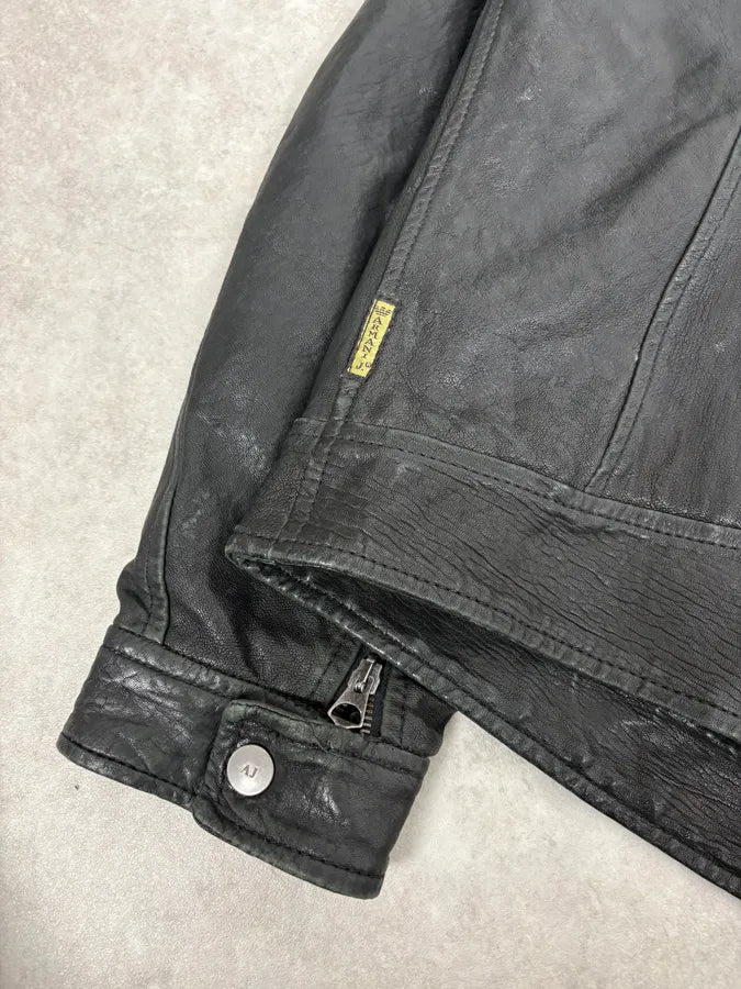 2000s Armani Spy Black Leather Jacket MyKwpeE 7