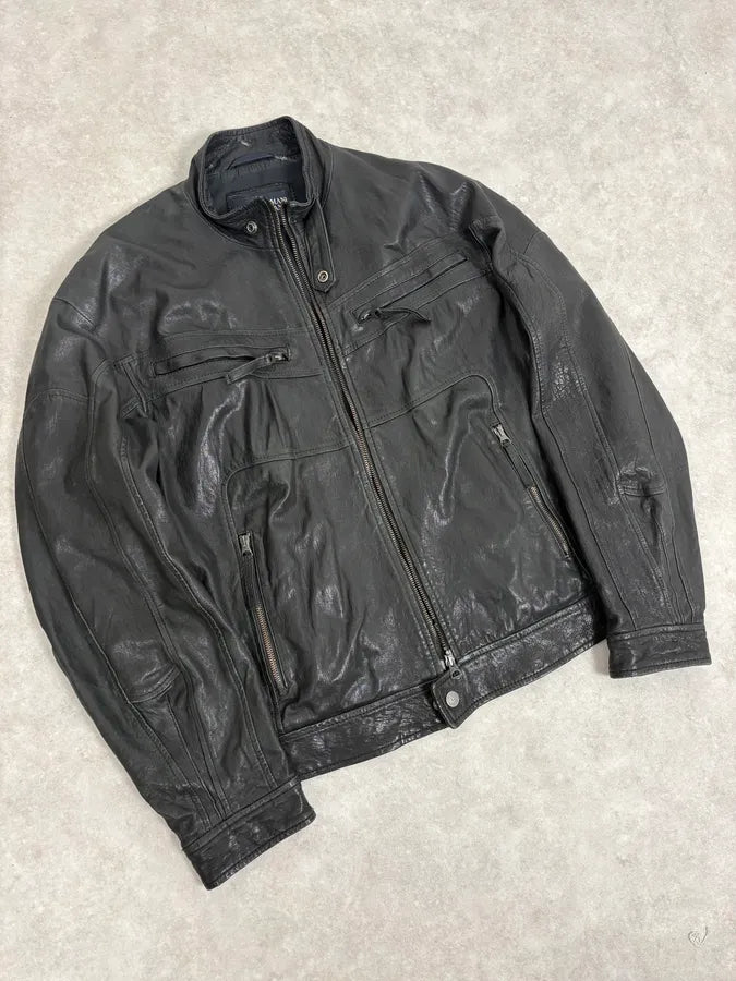 2000s Armani Spy Black Leather Jacket MyKwpeE 3