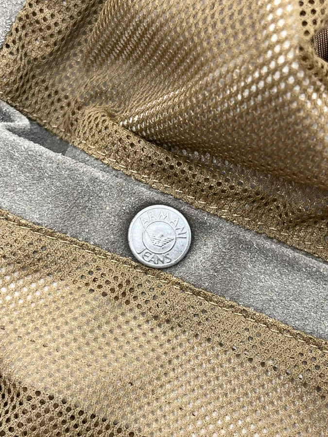 1990s Armani Taupe Five Zip Suede Leather Jacket IoCaJTn 9