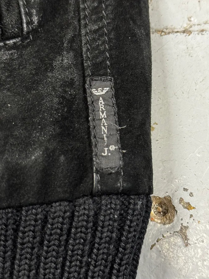 2000s Armani Technical Black Suede Leather Jacket wpQvEyS 7