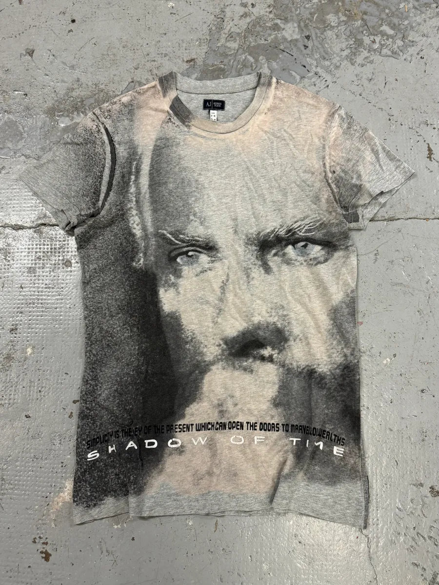 2000s Armani The Founder Giorgio Armani Print Grey T-Shirt XKVxTzt 0