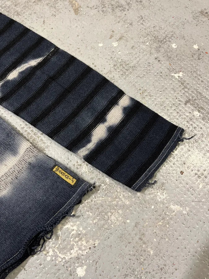2000s Armani Tie & Dye Navy Gradient V Neck Distressed Sweater ZaKgpLv 5