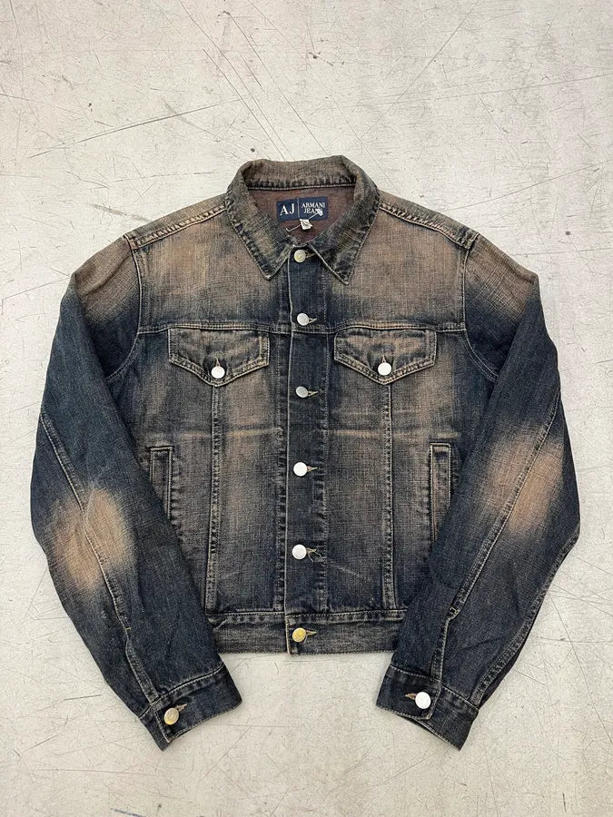 2000s Armani Trucker Blue Faded Denim Jacket CdgVDNN 3