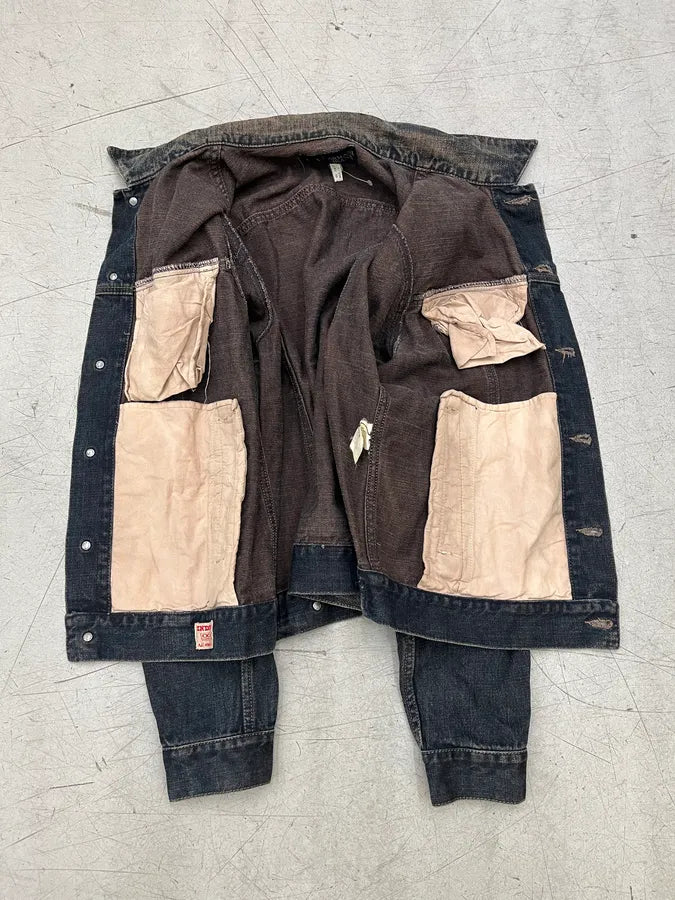2000s Armani Trucker Blue Faded Denim Jacket CdgVDNN 9
