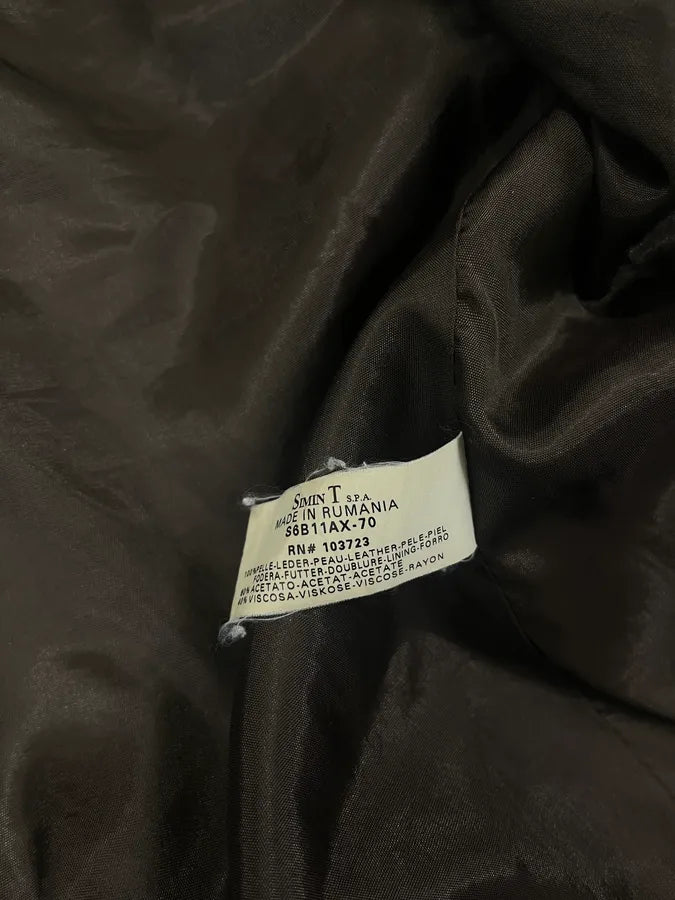 2000s Armani Trucker Faded Brown Leather Buttoned Jacket JdlduLz 9