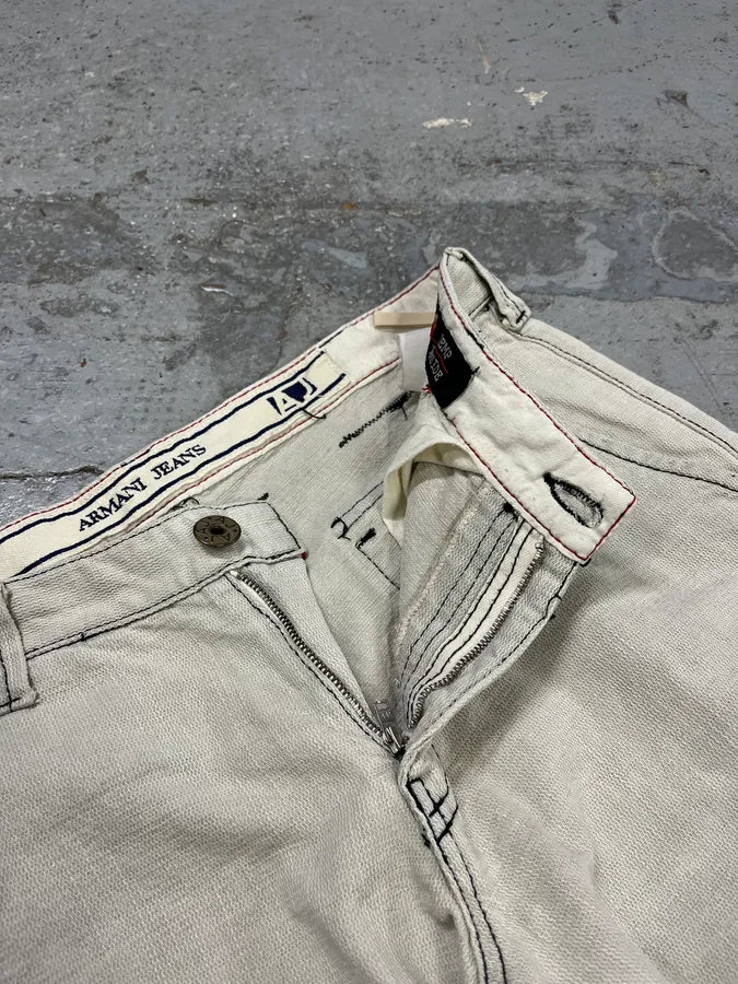 2000s Armani Tweed Light White Cozy Pants LmPNxmJ 9