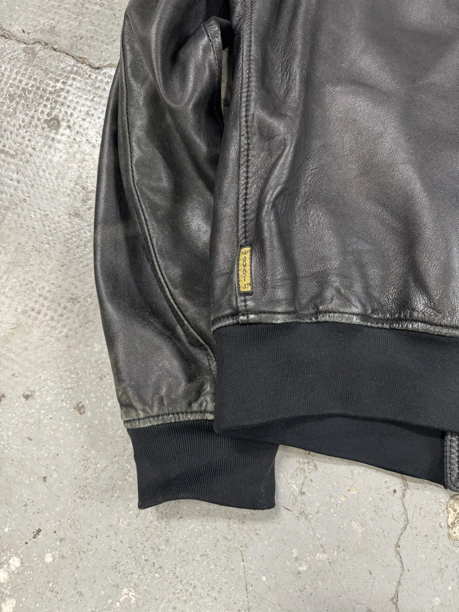 2000s Armani Utility Black Italian Leather Jacket HVtthjQ 2