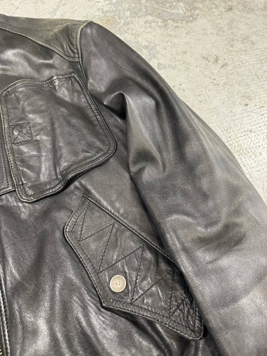 2000s Armani Utility Black Italian Leather Jacket HVtthjQ 6