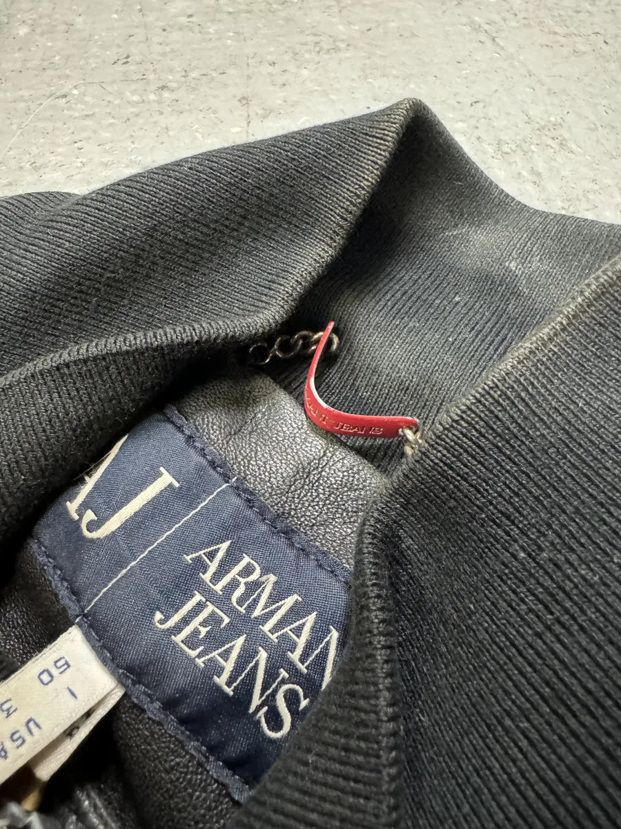 2000s Armani Utility Black Italian Leather Jacket HVtthjQ 7