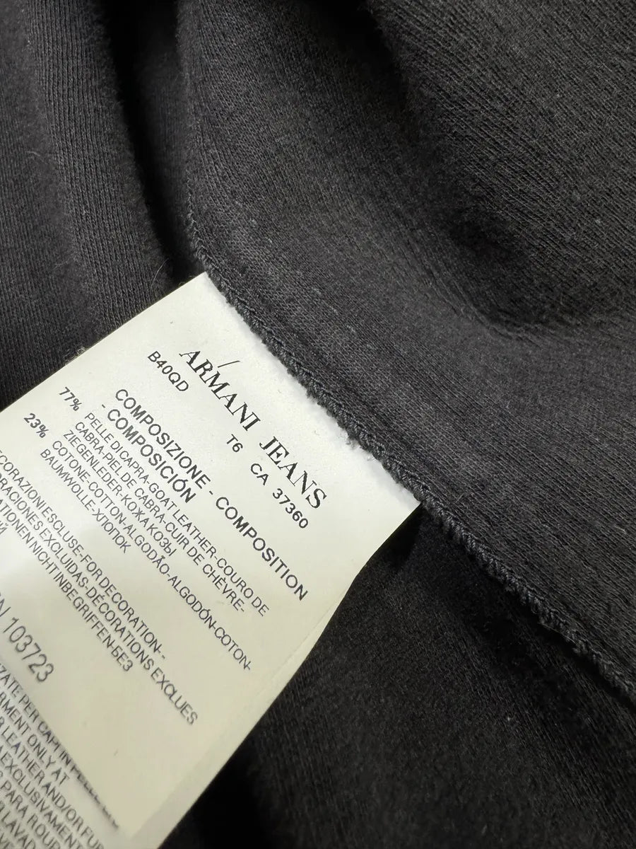 2000s Armani Utility Leather Black Biker Jacket ijRTfld 8