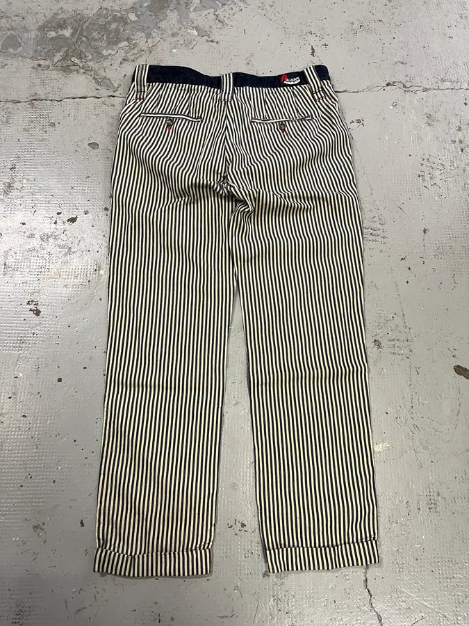 2000s Armani Vertical Stripes White & Navy Pants mJDcIuu 5