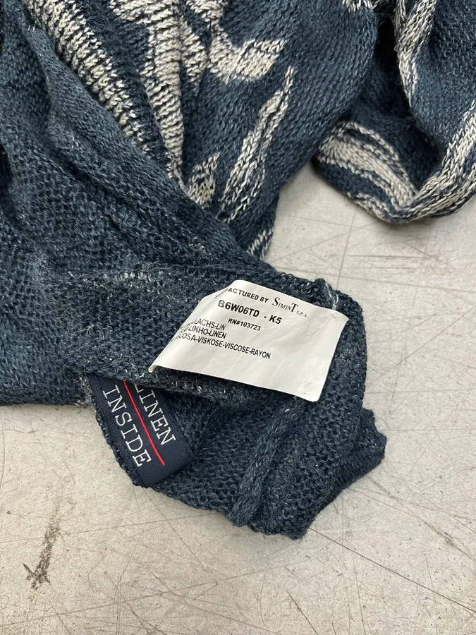 2000s Armani Wavy Smoke Navy Abstract Sweater PKBjkvi 8