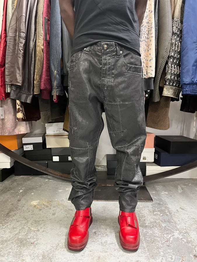 2000s Armani Waxed Black Denim Jeans xqCuKRr 1