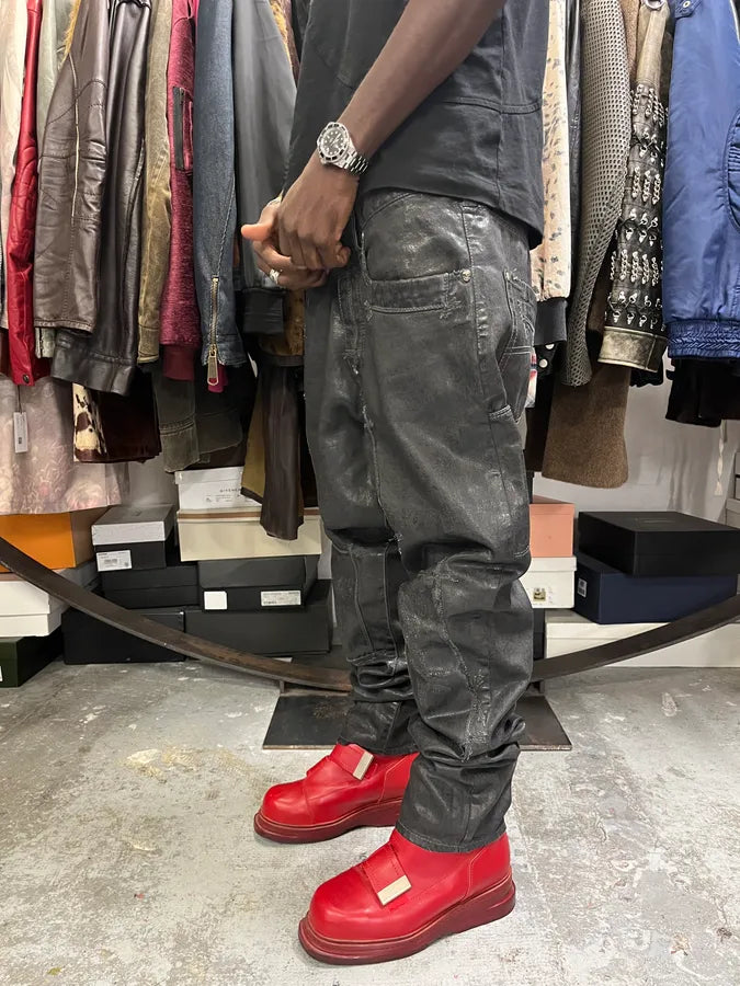 2000s Armani Waxed Black Denim Jeans xqCuKRr 2