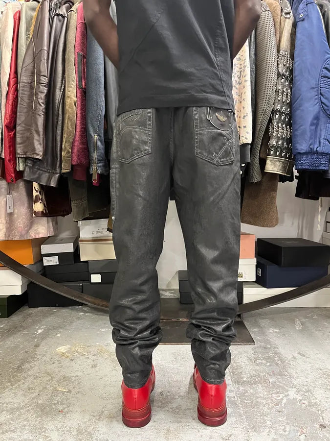2000s Armani Waxed Black Denim Jeans xqCuKRr 3