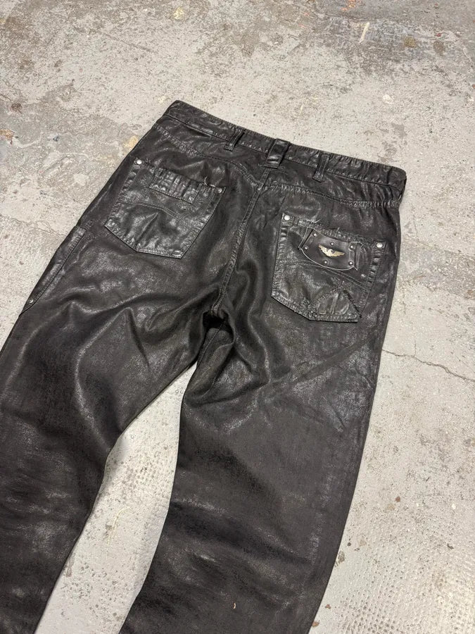 2000s Armani Waxed Black Denim Jeans xqCuKRr 6