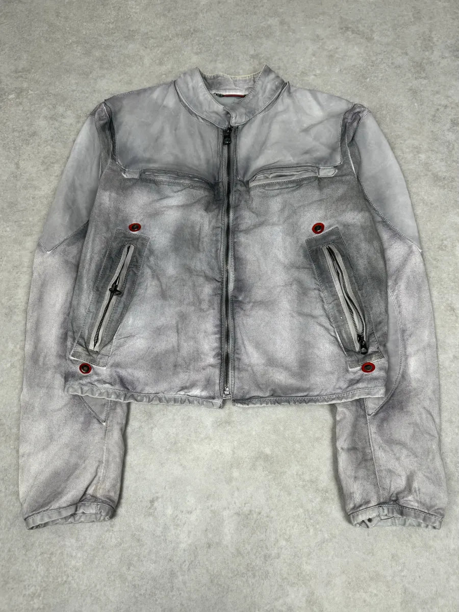 2000s Armani White & Grey Eroded Jacket qygKXXE 0