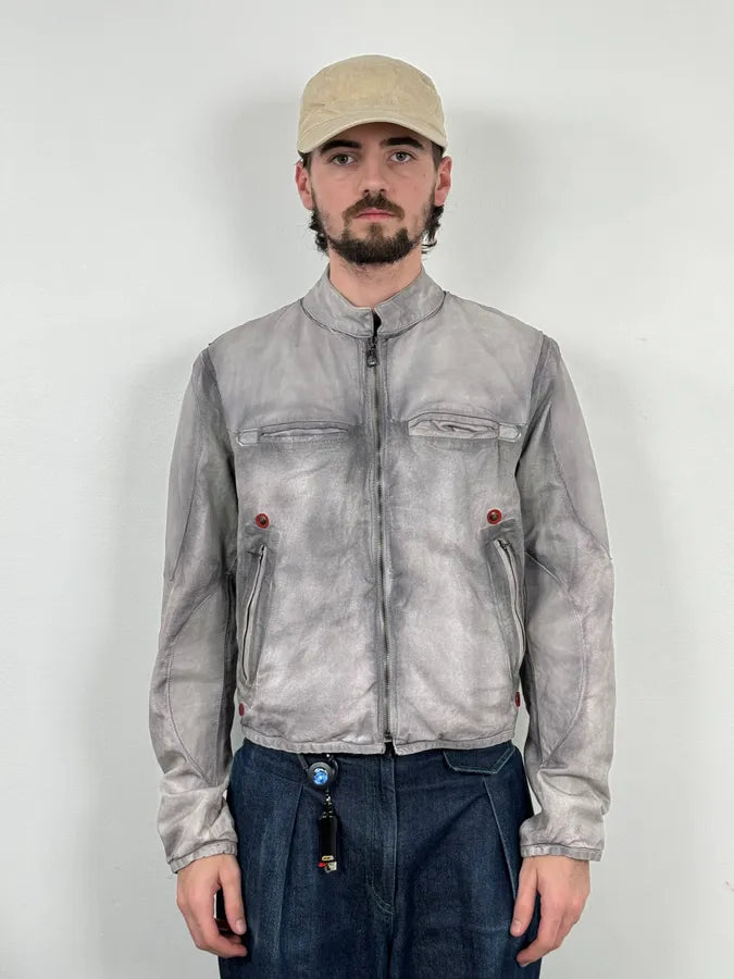 2000s Armani White & Grey Eroded Jacket qygKXXE 1