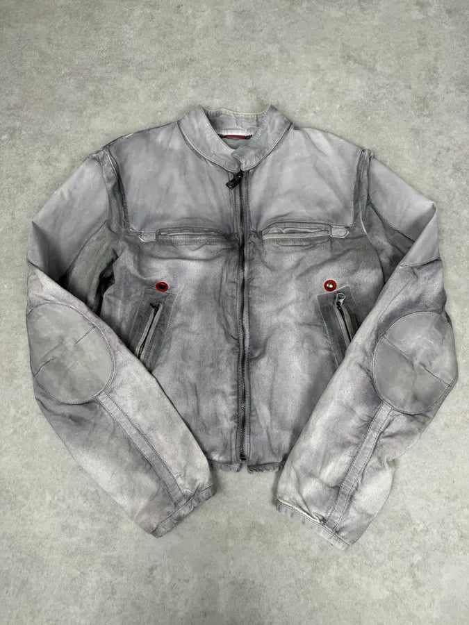 2000s Armani White & Grey Eroded Jacket qygKXXE 3