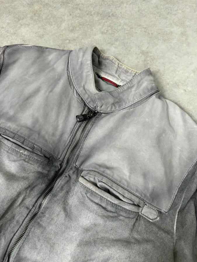 2000s Armani White & Grey Eroded Jacket qygKXXE 4