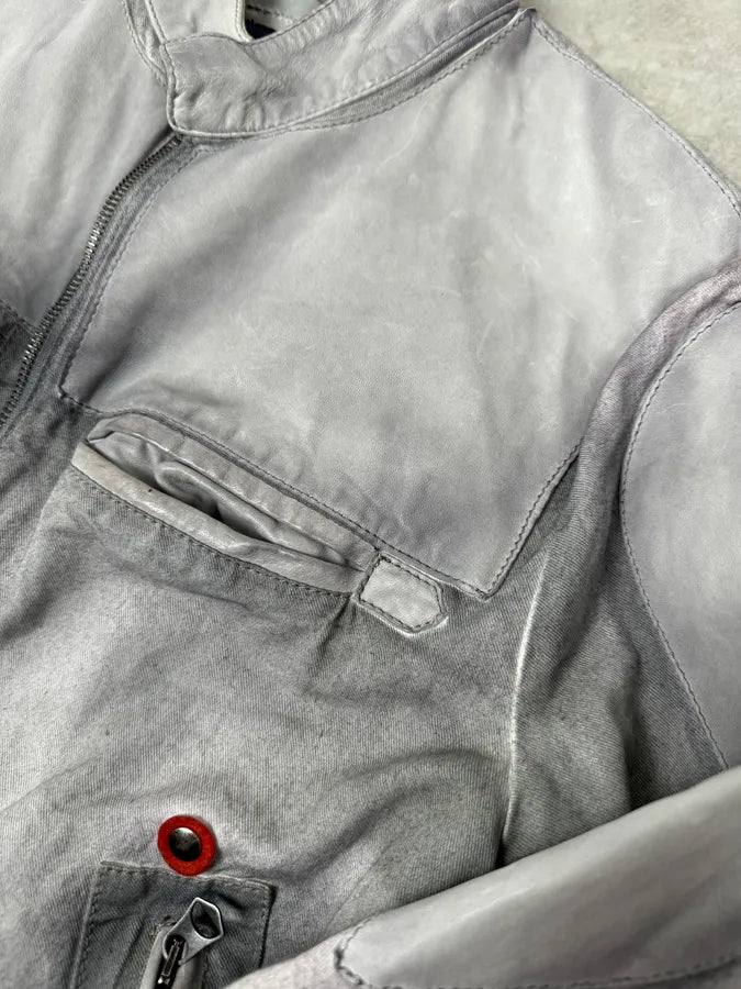 2000s Armani White & Grey Eroded Jacket qygKXXE 5