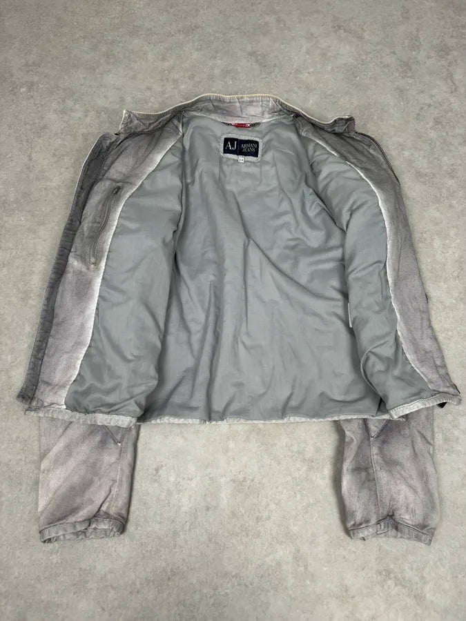 2000s Armani White & Grey Eroded Jacket qygKXXE 7