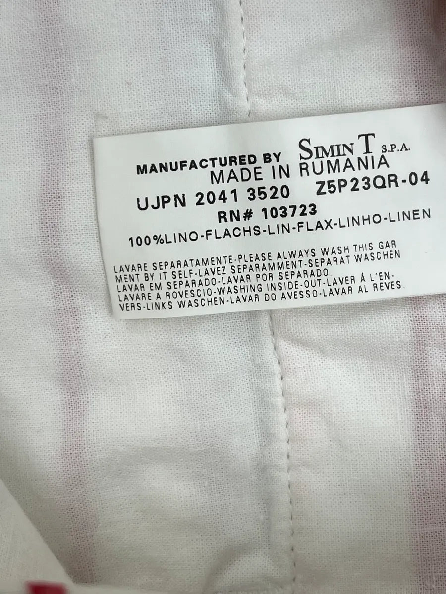 2000s Armani White & Red Linen Striped Relaxed Pants DunBGjt 10