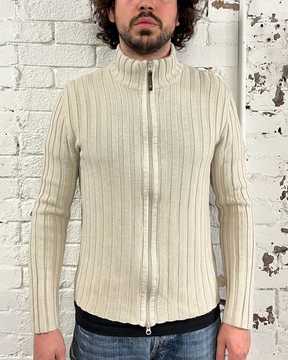2000s Armani Wool Beige Zip-Up Sweater bAGFWKX 1