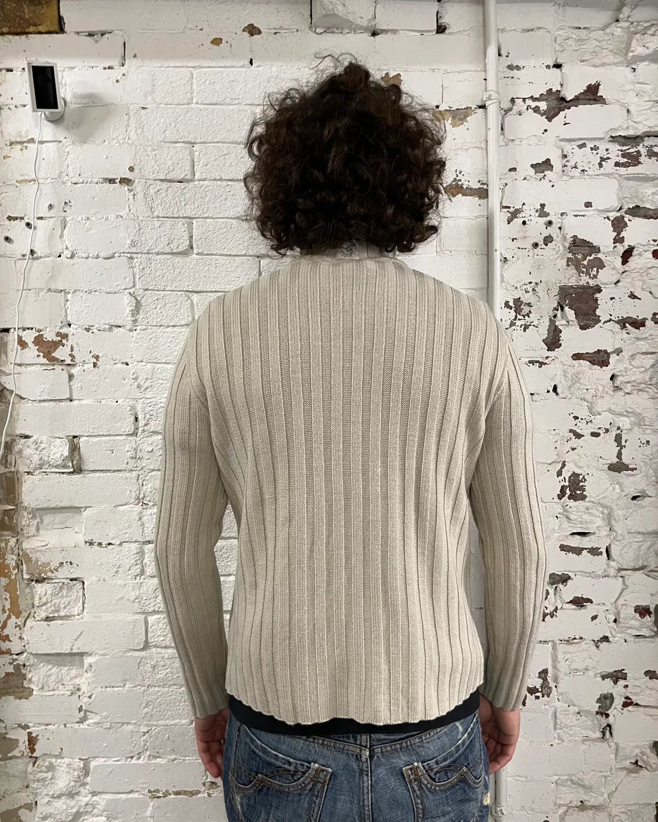 2000s Armani Wool Beige Zip-Up Sweater bAGFWKX 2