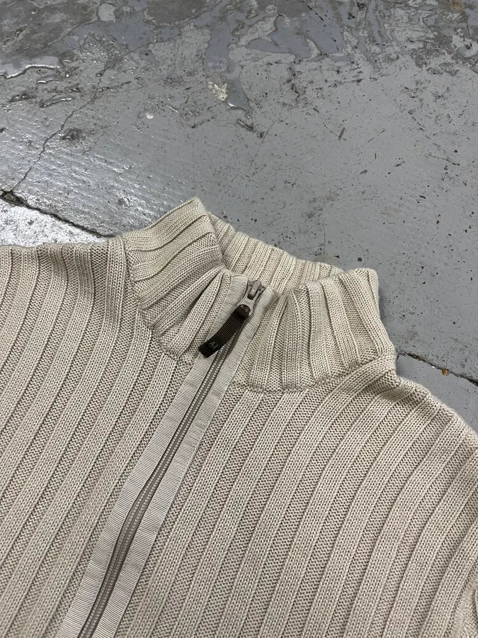 2000s Armani Wool Beige Zip-Up Sweater bAGFWKX 4