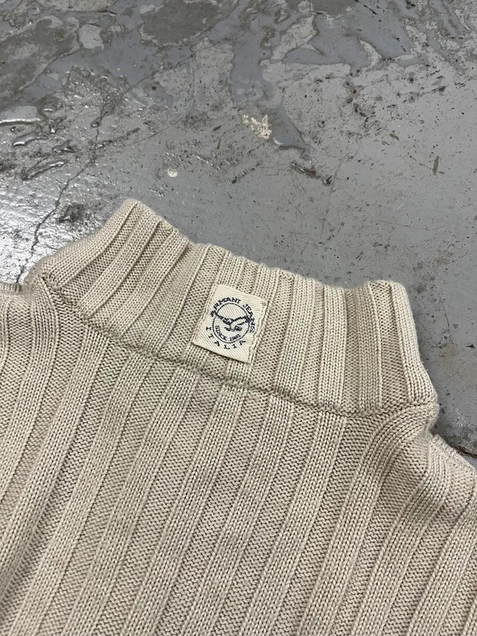2000s Armani Wool Beige Zip-Up Sweater bAGFWKX 7