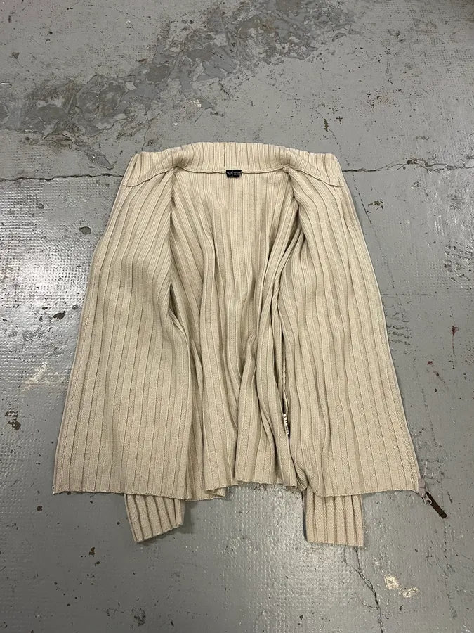 2000s Armani Wool Beige Zip-Up Sweater bAGFWKX 8