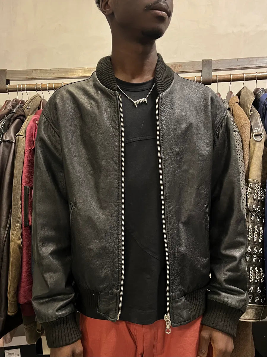 2000s Artisanal Black Vintage Leather Bomber CbFYXog 1