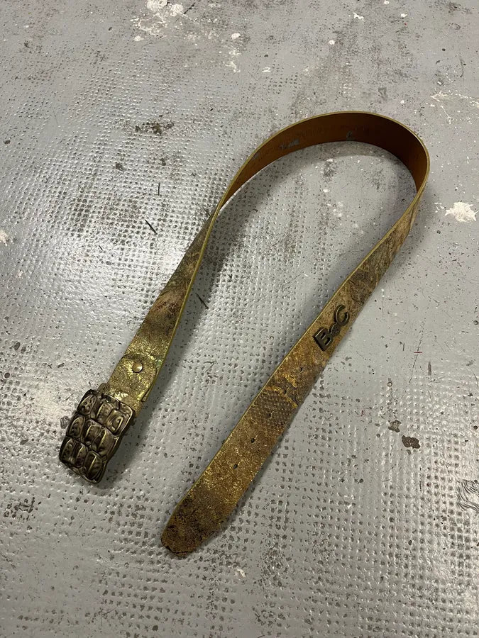 2000s Artisanal Crocodile Skin Buckle Leather Belt psiUSnu 3